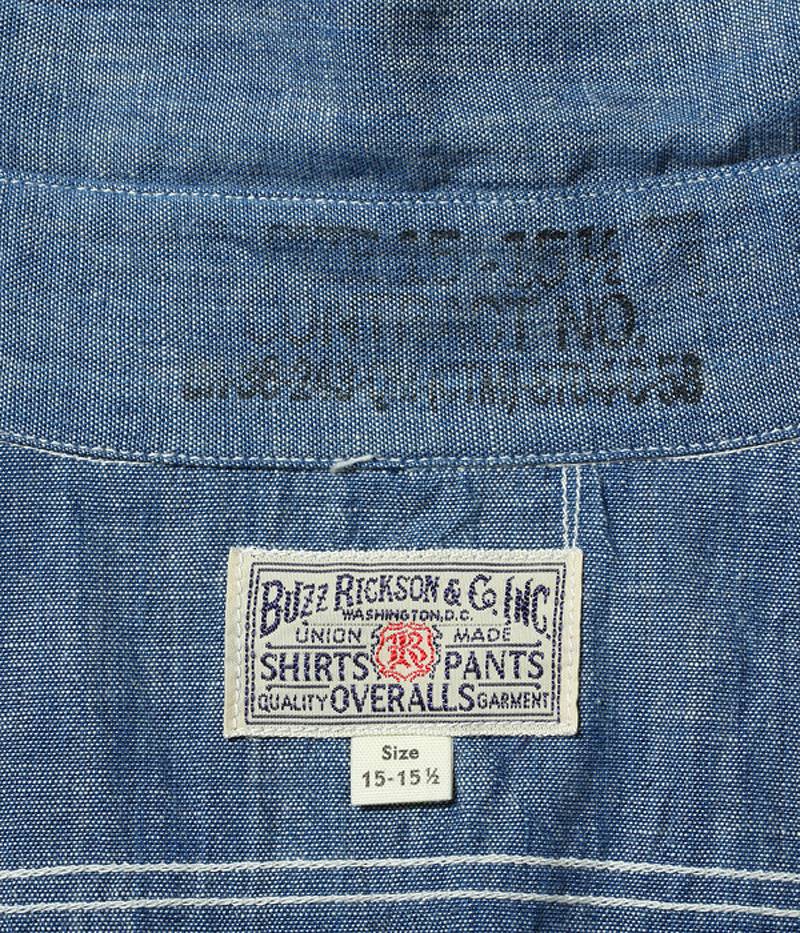 BUZZ RICKSON'S バズリクソンズ ブルー シャンブレー 長袖 ワーク