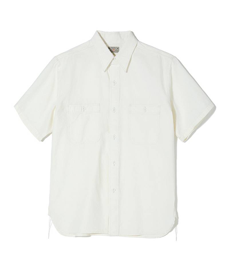 バズリクソンズ ホワイト シャンブレー 半袖 ワーク シャツ「BR35857」 WHITE CHAMBRAY WORK SHIRTS (SHORT SLEEVE) BUZZ RICKSON'S｜amekajishop-klax-on｜02