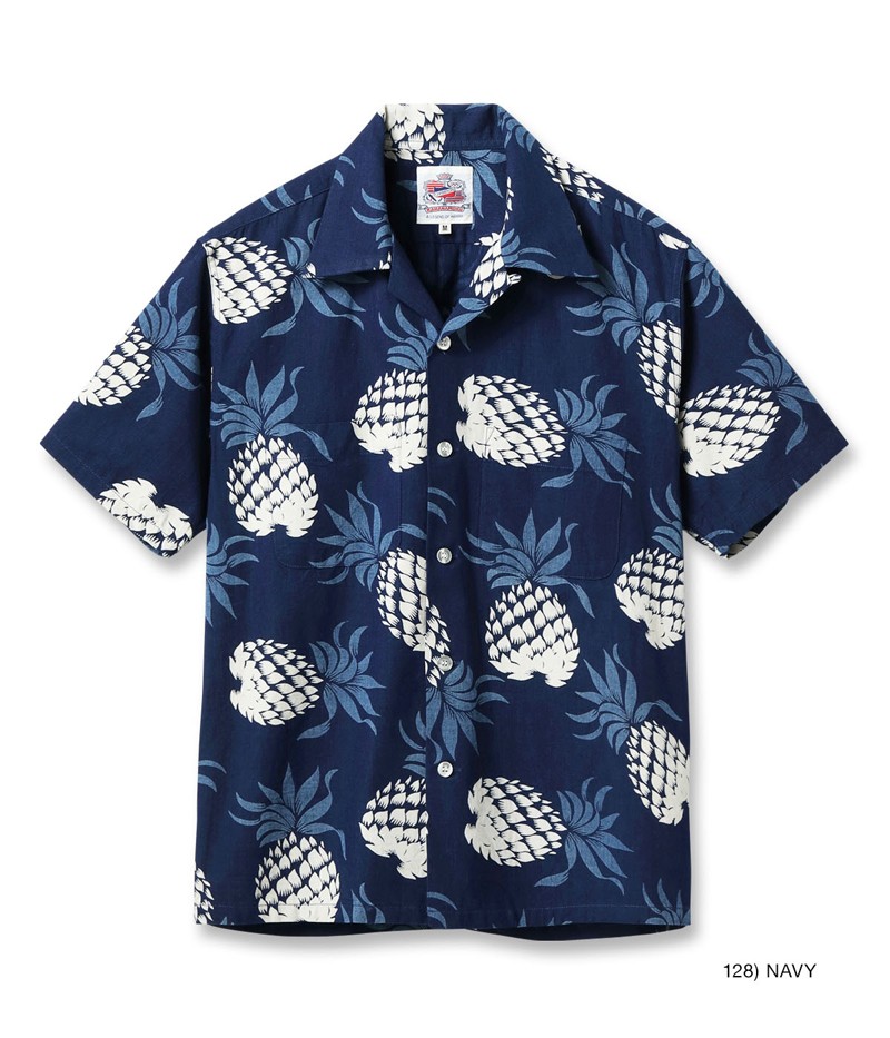 デューク・カハナモク アロハシャツ L ネイビー SUN SURF デュークカハナモク アロハシャツ パイナップル