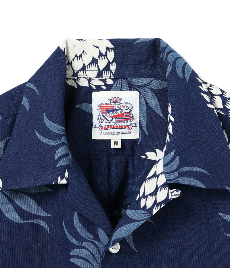 サンサーフ　sunsurf モンステラ柄デュークカハナモク　アロハシャツ SUN SURF サンサーフ デューク・カハナモク インディゴ 半袖 コットン