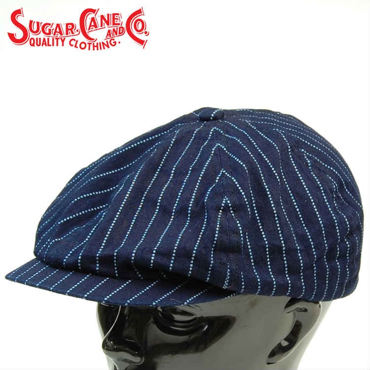 Sugar Caneシュガーケーン WABASH STRIPE APPLEJACK CAP インディゴ