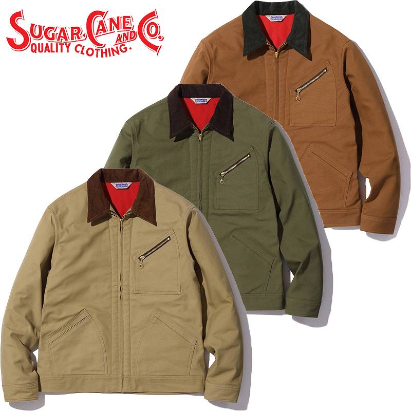しんのすけ　CALEE キャンバス スポーツタイプジャケット SUGAR CANE シュガーケーン キャンバス パデッド ワーク ジャケット