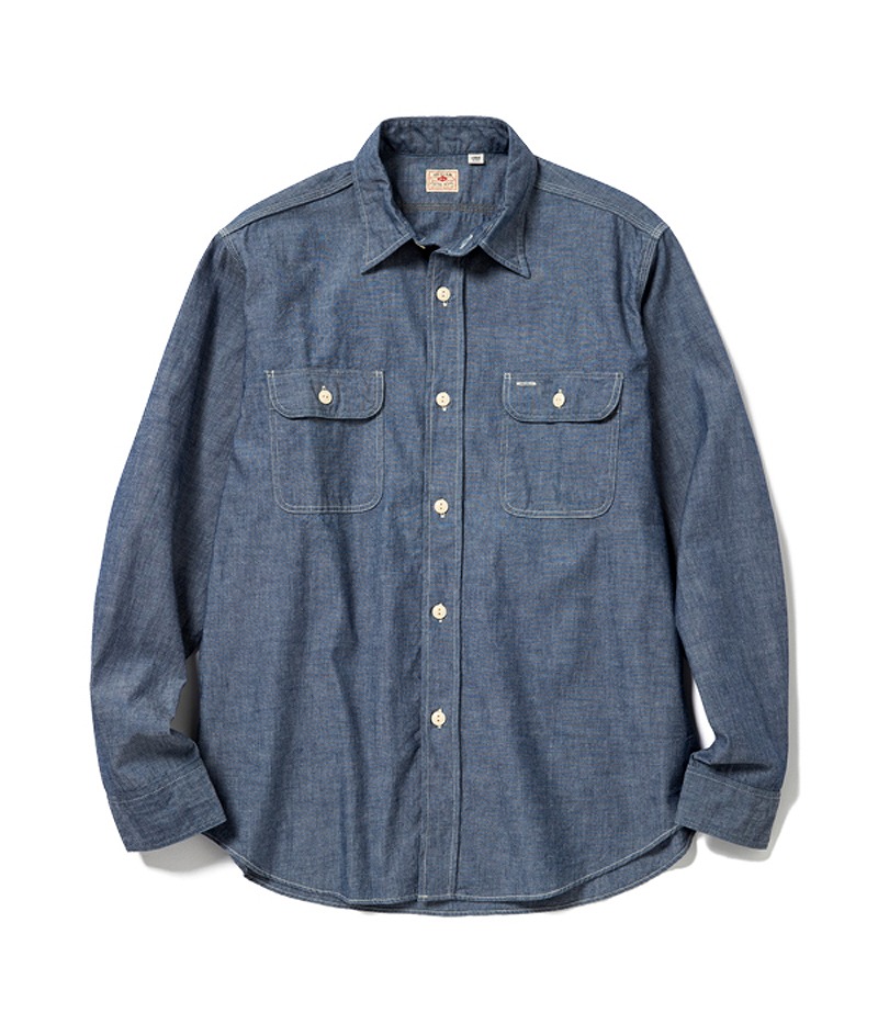 シュガーケーン ブルー シャンブレー 長袖 ワーク シャツ「SC27850」BLUE CHAMBRAY WORK SHIRT (LONG  SLEEVE) SUGAR CANE