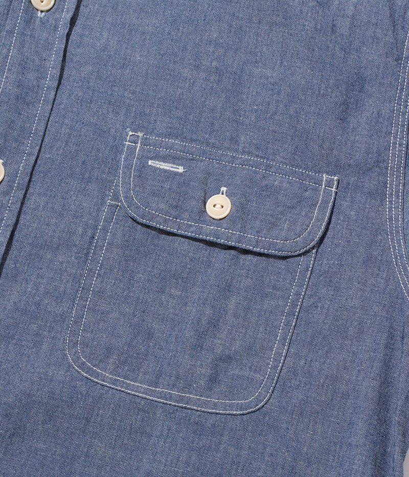 SUGAR CANE シュガーケーン ブルー シャンブレー 長袖 ワーク シャツ
