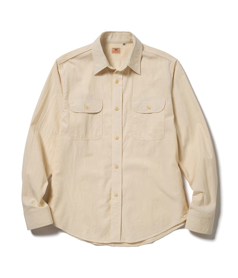 シュガーケーン ホワイト シャンブレー 長袖 ワーク シャツ「SC27851」WHITE CHAMBRAY WORK SHIRT (LONG  SLEEVE) SUGAR CANE