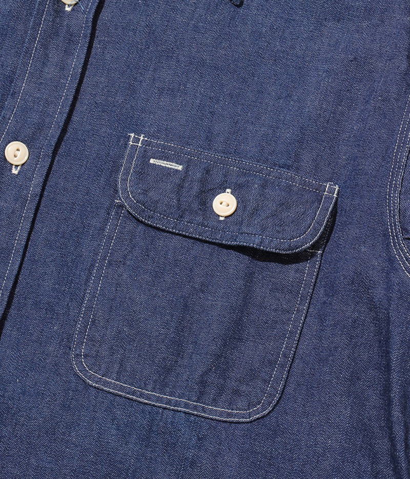SUGAR CANE シュガーケーン ブルー デニム 長袖 ワーク シャツ