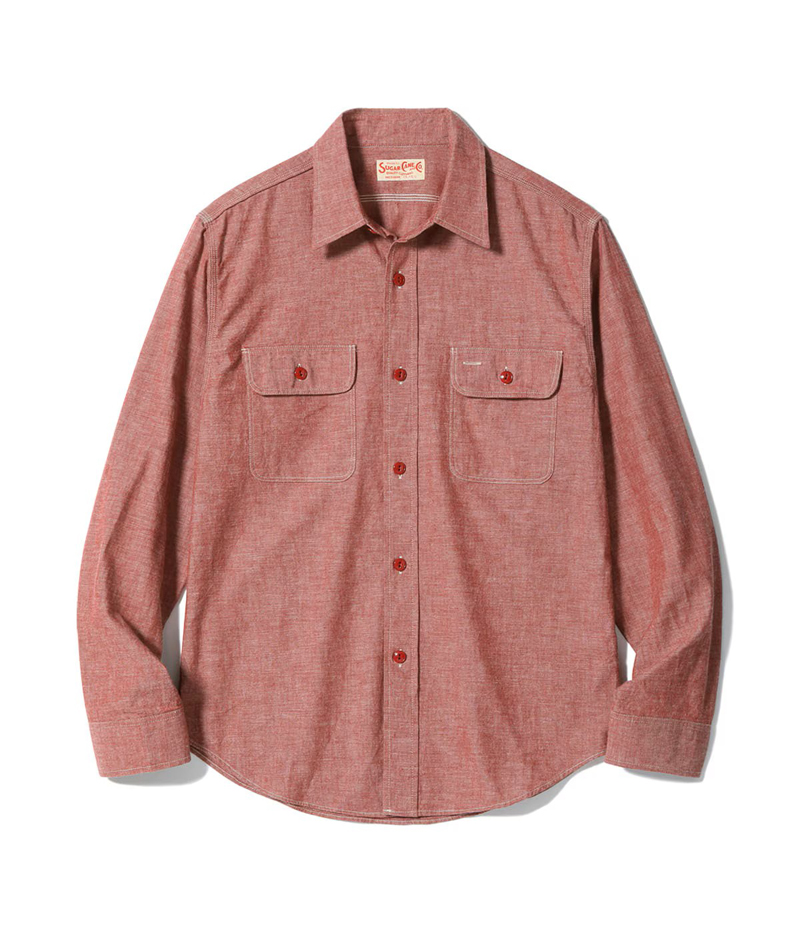 SUGAR CANE シュガーケーン レッド シャンブレー 長袖 ワーク シャツ