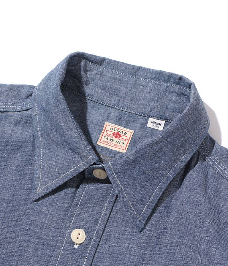 SUGAR CANE シュガーケーン ブルー シャンブレー 半袖 ワーク シャツ