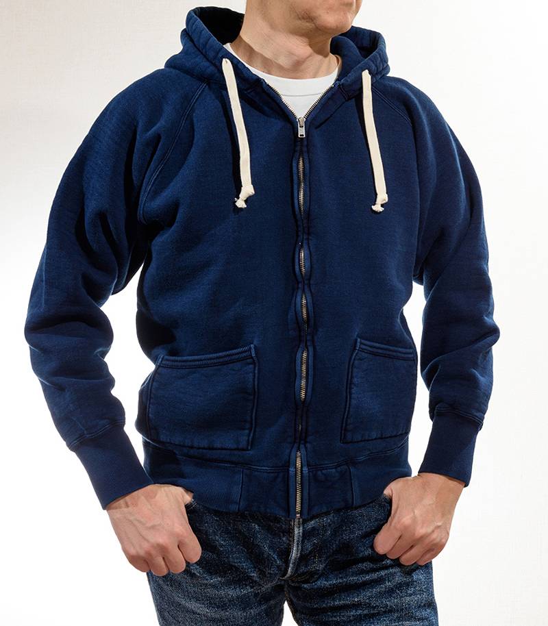 ストライクゴールド 吊り編み フルZIP スウェット パーカー インディゴアウト SGC004ID The Strike Gold Indigo  Dyed LoopWheel Full Zip Sweat Parka