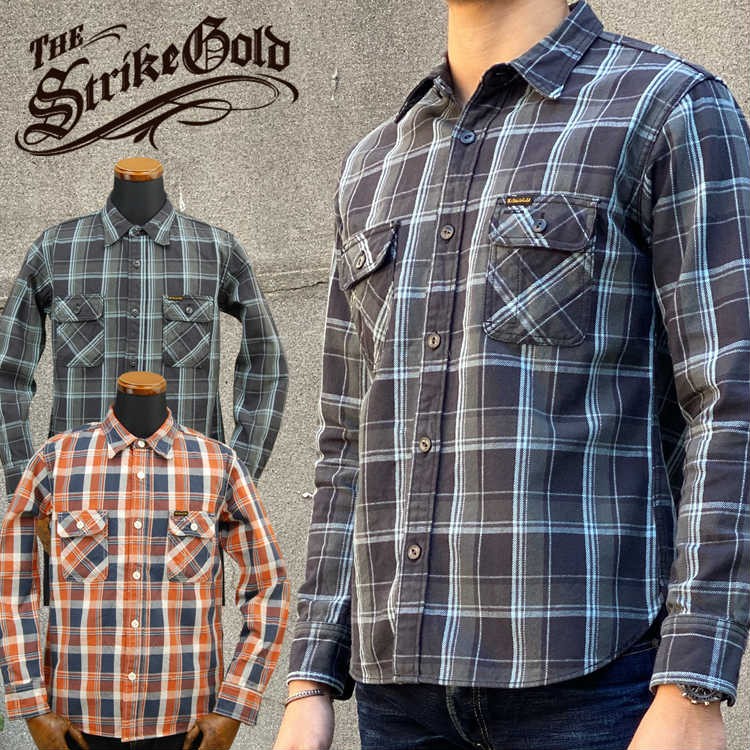 ストライクゴールド THE STRIKE GOLD ヘビーネルチェックワークシャツ HEAVY NEL CHECK WORK SHIRTS「SGS1902」  :SGS1902:Klaxon ヤフー店 通販 