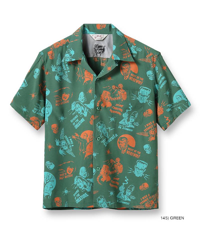 スターオブハリウッド 半袖 高密度 レーヨン オープン シャツ “THE MONSTERS” SH38871 / STAR OF HOLLY WOOD RAYON OPEN SHIRT “THE MONSTERS” by VINCE RAY｜amekajishop-klax-on｜03