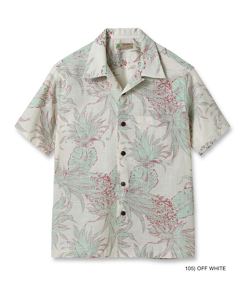 サンサーフ コットン×リネン オープン シャツ アロハ シャツ “ISLAND PINEAPPLE” SS39285 / SUNSURF COTTON × LINEN OPEN SHIRT “ISLAND PINEAPPLE”｜amekajishop-klax-on｜02