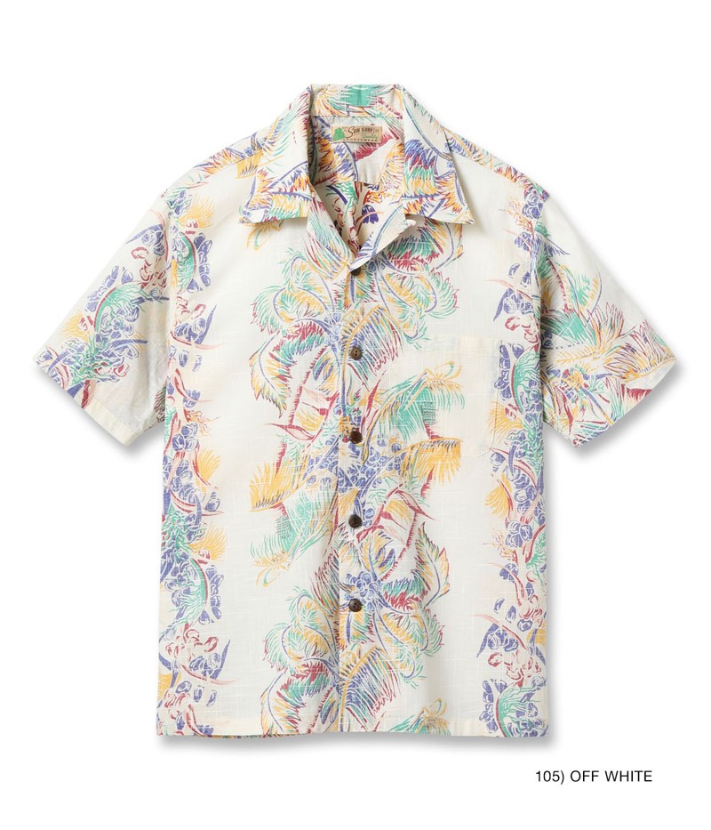 SUN SURF サンサーフ コットン系 ボタンダウン 長袖シャツ アロハシャツ SUNSURF(サンサーフ)レーヨン長袖アロハ『LUAU』ルウラ・ブルー