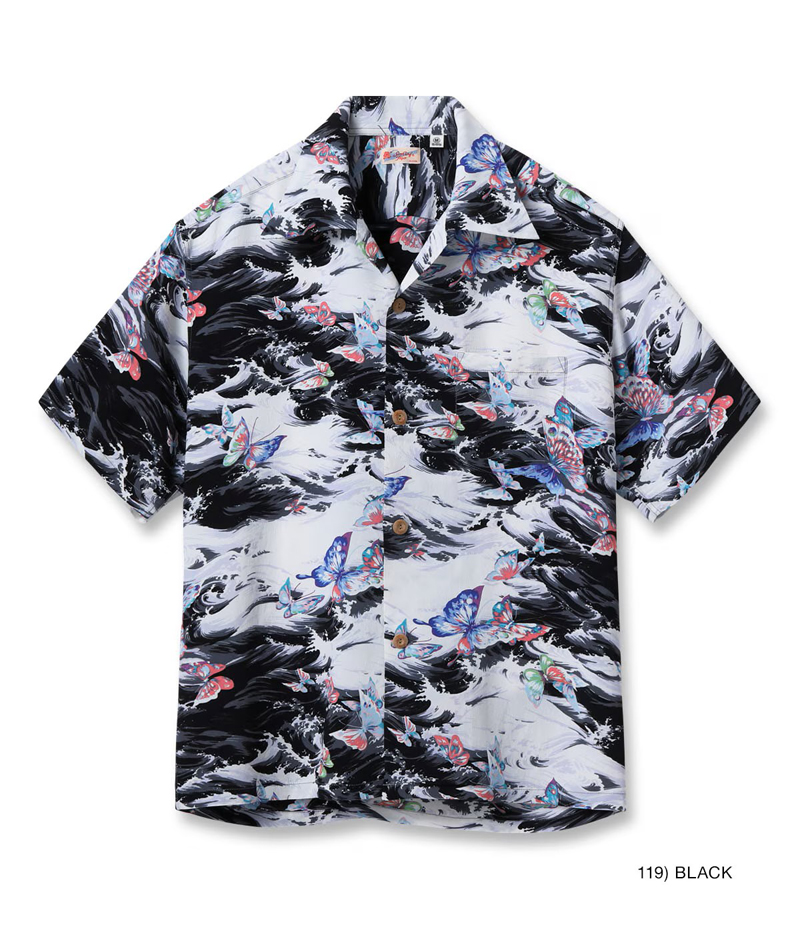 サンサーフ レギュラー レーヨン ハワイアン シャツ アロハ シャツ “BUTTERFLY SPLASH” SS39627 / SUNSURF RAYON HAWAIIAN SHIRTの画像