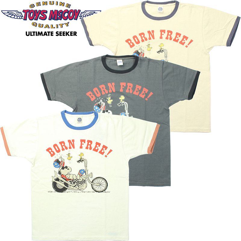 TOYS McCOY Tシャツ スヌーピー BORN FREE ! TOYS McCOY トイズマッコイ JOHNNY リンガー Tシャツ スヌーピー