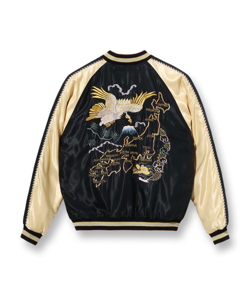 テーラー東洋 アセテート スカジャン “JAPAN MAP” × “EAGLE & DRAGON” TT15390-119 / TAILOR TOYO Early 1950s Style Acetate Souvenir Jacket｜amekajishop-klax-on｜02
