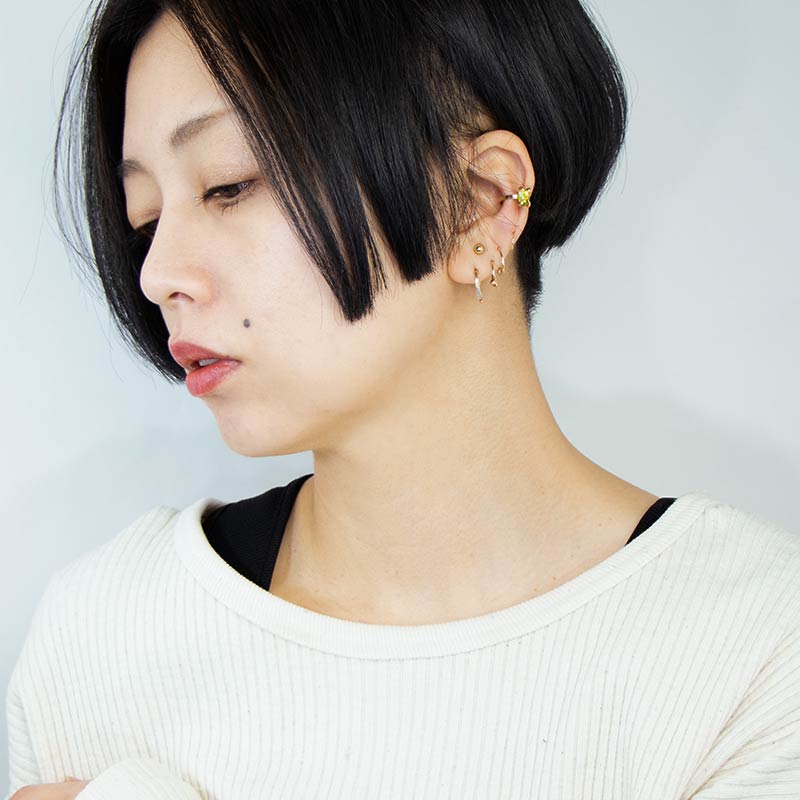 天然石 イヤーカフ 片耳 14KGF ゴールドフィルド 原石 amb-gf-es01 Amer Bijouxの画像