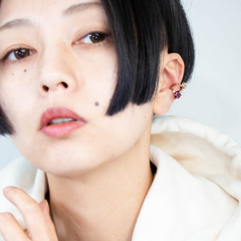 天然石 イヤーカフ 片耳 14KGF ゴールドフィルド 原石 amb-gf-es01 Amer Bijouxの画像