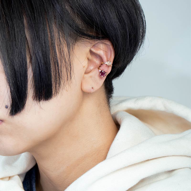 天然石 イヤーカフ 片耳 14KGF ゴールドフィルド 原石 amb-gf-es01 Amer Bijouxの画像