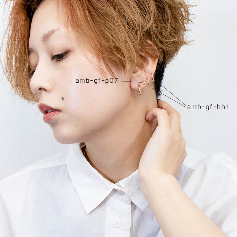 ボリューム フープ シンプル ピアス ゴールドフィルド 12KGF シルバー 男女兼用 amb-gf-p15 Amer Bijoux |  | 11