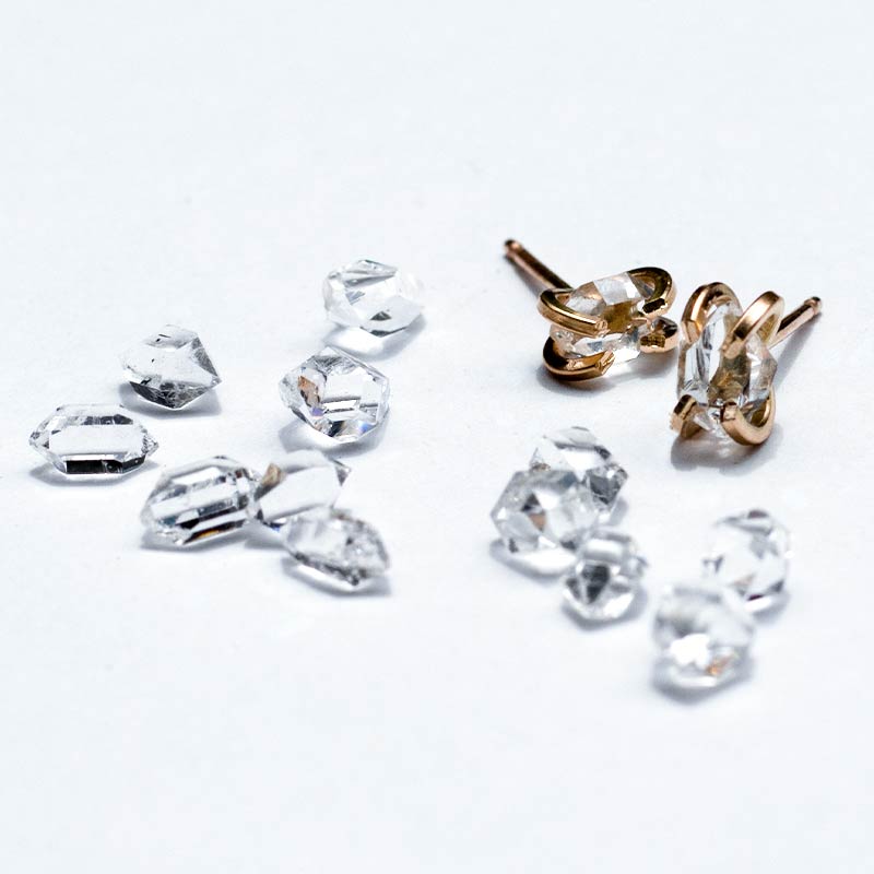 天然石 ハーキマー クォーツ ハーキマーダイヤモンド ラフロック ピアス 原石 セット amb-gf-ps27 Amer Bijoux/Unus |  | 05