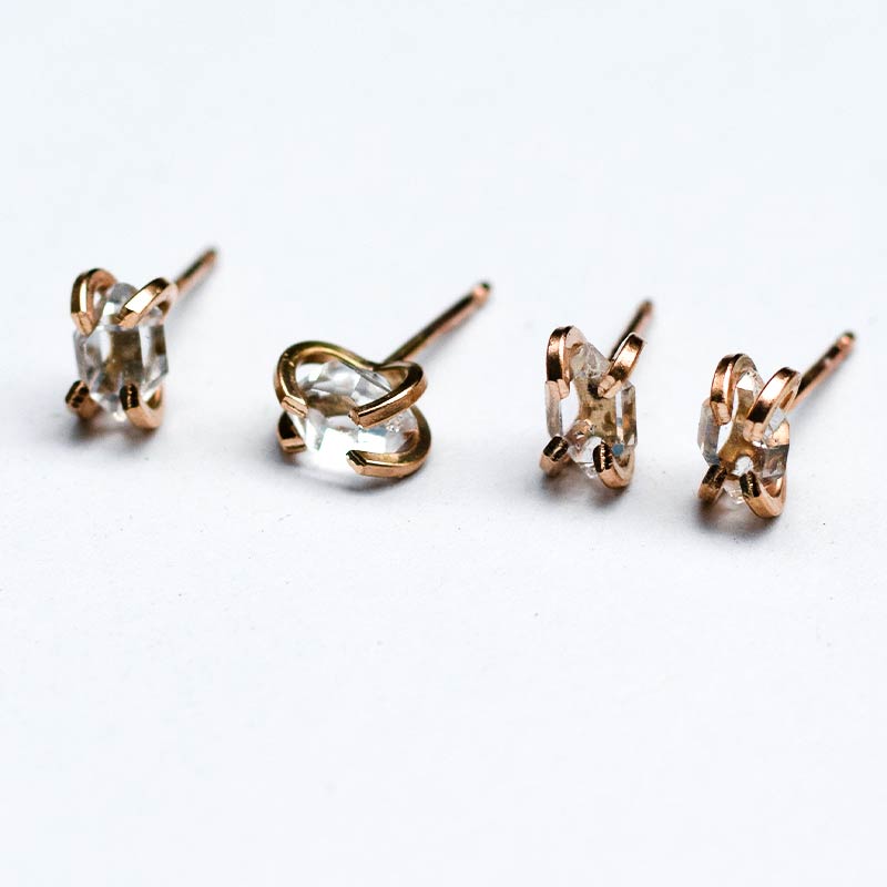 天然石 ハーキマー クォーツ ハーキマーダイヤモンド ラフロック ピアス 原石 セット amb-gf-ps27 Amer Bijoux/Unus |  | 09
