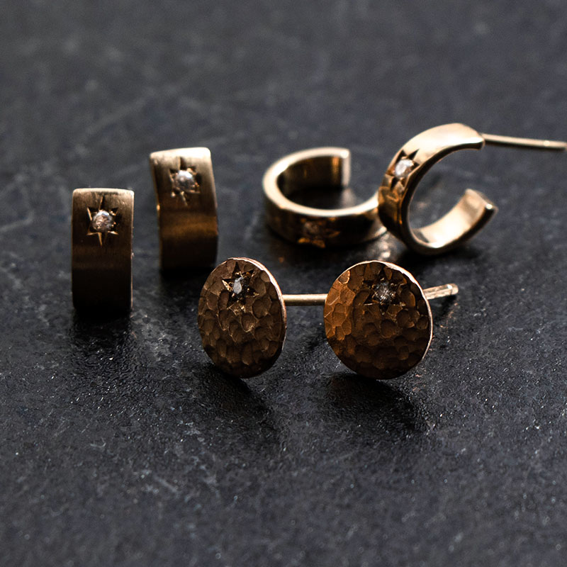 14金 ダイヤモンド ピアス 14K レディース メンズ シンプル アンティーク加工 amb-k14-p04 Amer Bijoux |  | 01