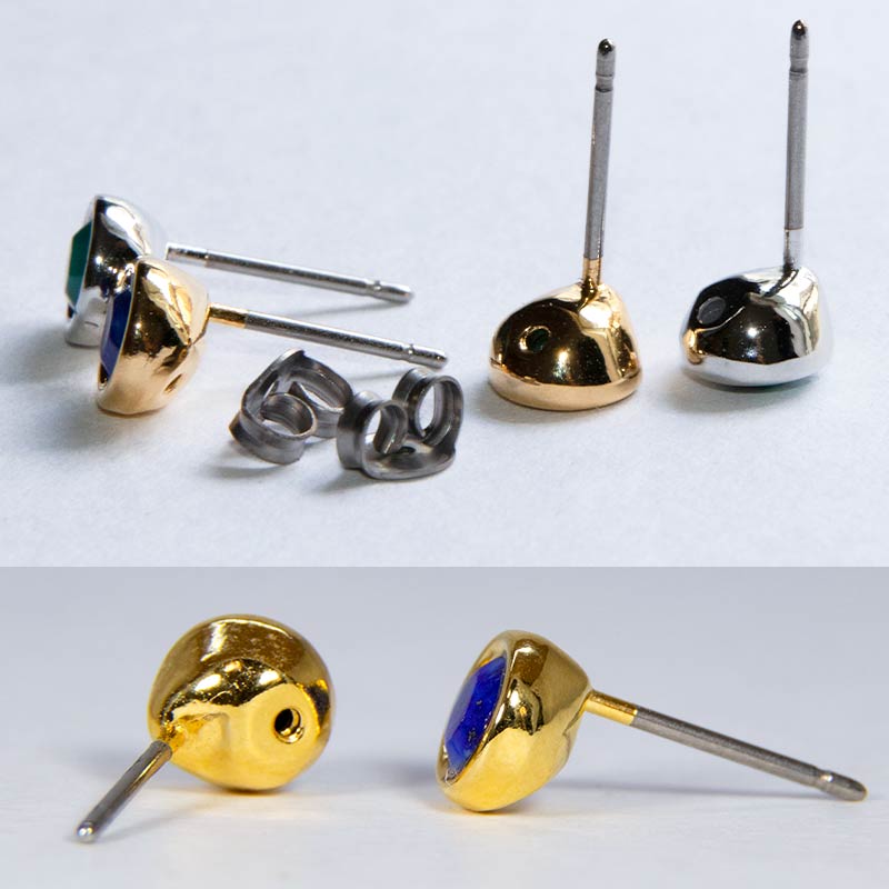 ピアス チタン 天然石 さり気ない スタッド ラピスラズリ ターコイズ ガーネット amb-tit-ps04 Amer Bijoux |  | 12