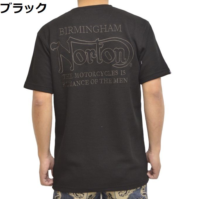 ノートン Norton 服 アパレル 242N1014 半袖Tシャツ サーマルクルーネック T ロゴ バイク バイカー ゴルフ メンズ トップス｜americanbass｜02