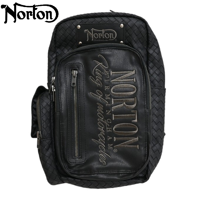 【未使用】NORTON ノートン トートバッグ 黒 肩がけ バイカー バッグ ノートン（NORTON） 服 アパレル 262N8500 編込み PU ボディバッグ