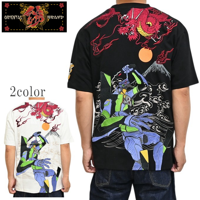 EVANGELION NISHIKI 554369-25 半袖Tシャツ 初号機 VS 赤龍