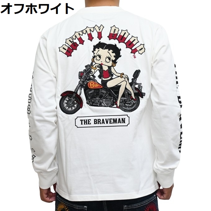 ブレイブマン ベティブープ BBB-2445 天竺 長袖Ｔシャツ ロンＴ バイクベティBRAVE MAN BETTY BOOP トップス ベティちゃん メンズ