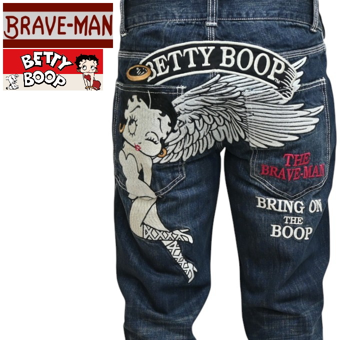 Betty Boop 黒 デニムバギーパンツ Betty Boop 黒 デニムバギーパンツ