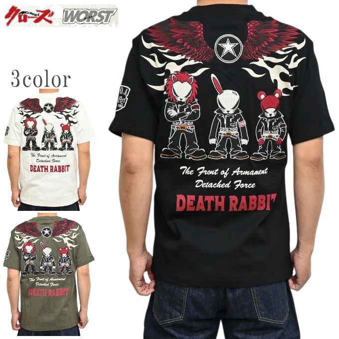 クローズ×WORST CRST-2604 半袖Tシャツ 天竺半袖TEE デスラビット