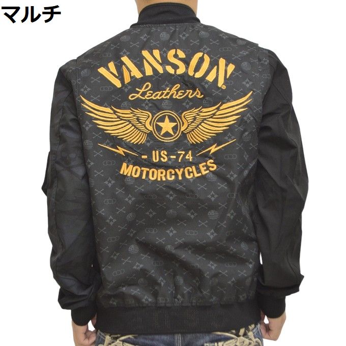 バンソン VANSON NVSZ-2405 サマーメッシュジャケット 一重 フライングスター MA-1タイプ ライトアウター メンズ バイク バイカー｜americanbass｜03