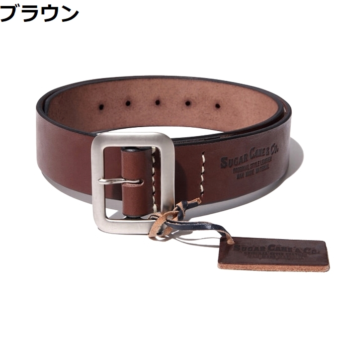 Sugar Cane & Co. 黒ベルト 30 Sugar Cane Cowhide Leather Belt - Black