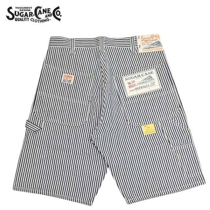極美品 パーリーゲイツ ショートパンツ スカル ストライプ 6 XL ストレッチ SUGAR CANE シュガーケーン SC52566 11oz. ヒッコリー ストライプ