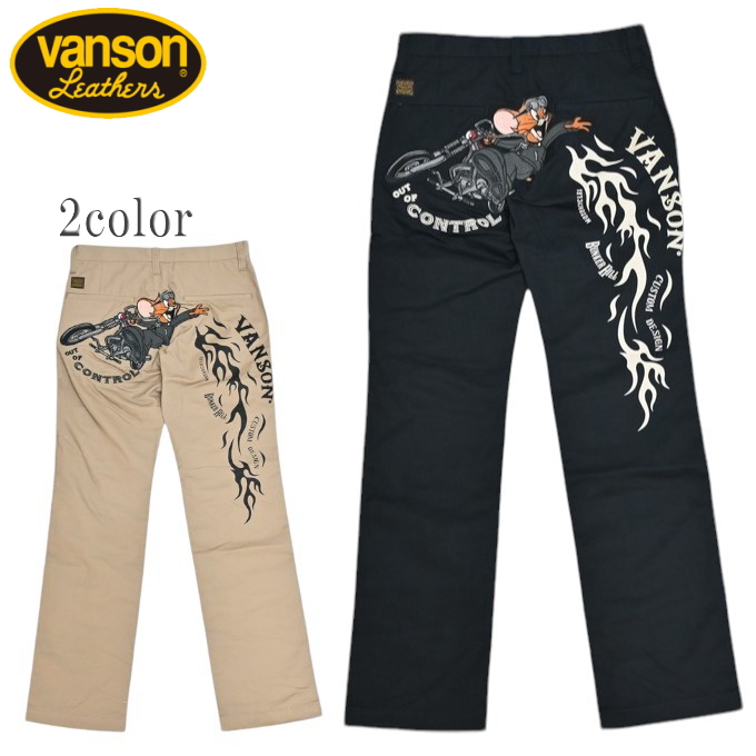 VANSON×TOM&JERRY チノパン VANSON（バンソン） トムとジェリー TJV-2445 刺繍 チノパンツ