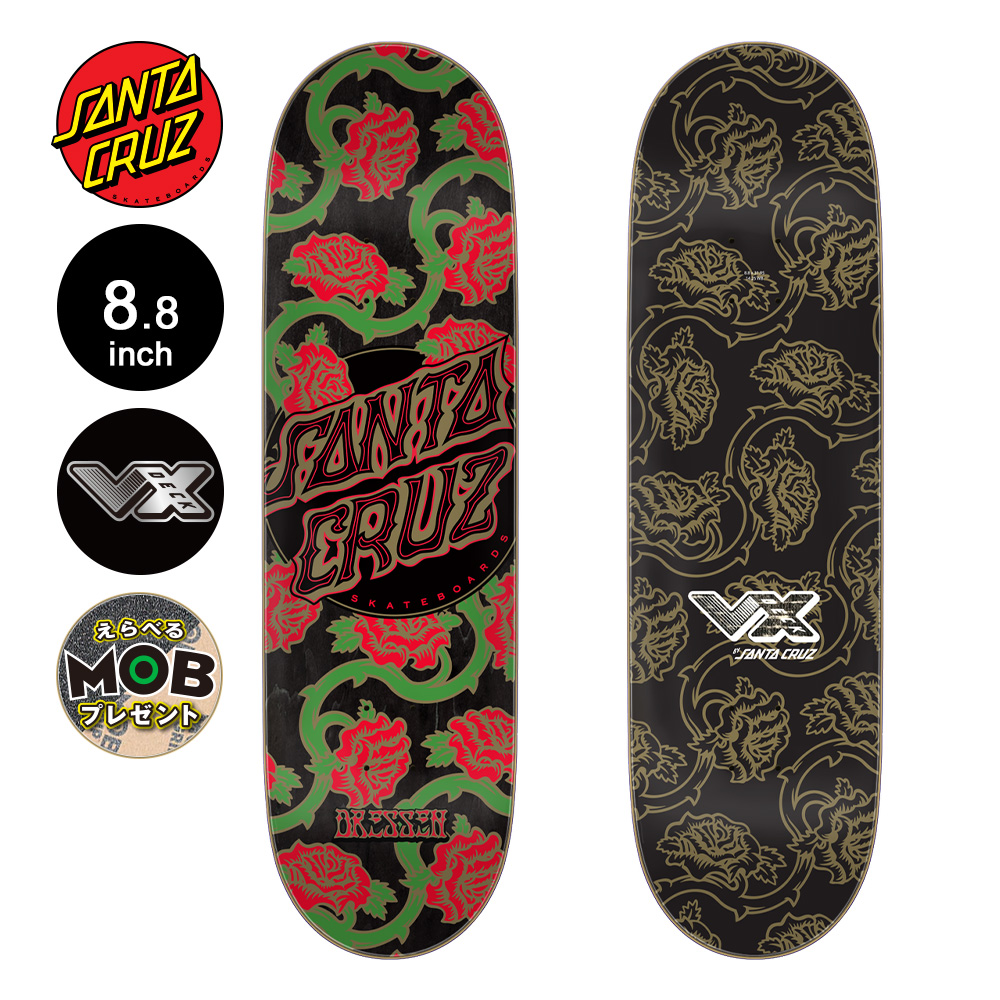 SANTA CRUZ サンタクルーズ スケボー デッキ 8.8 DRESSEN ROSES DOT VX DECK エリック・ドレッセン プロモデル  VX スケートボード ストリート 板(2309)