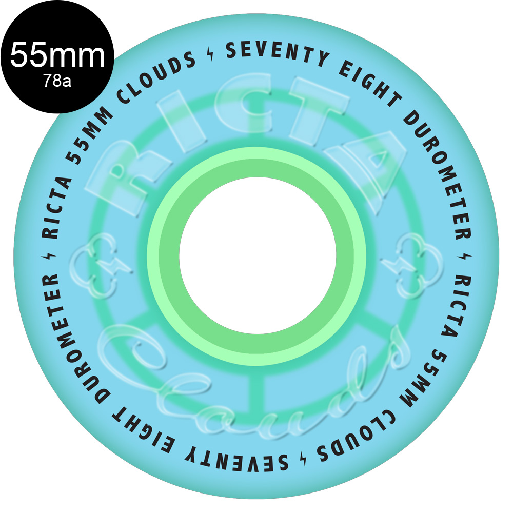 リクタ RICTA 55mm CLOUDS TRANSPARENT BLUE GITD 78A WHEELS ソフト