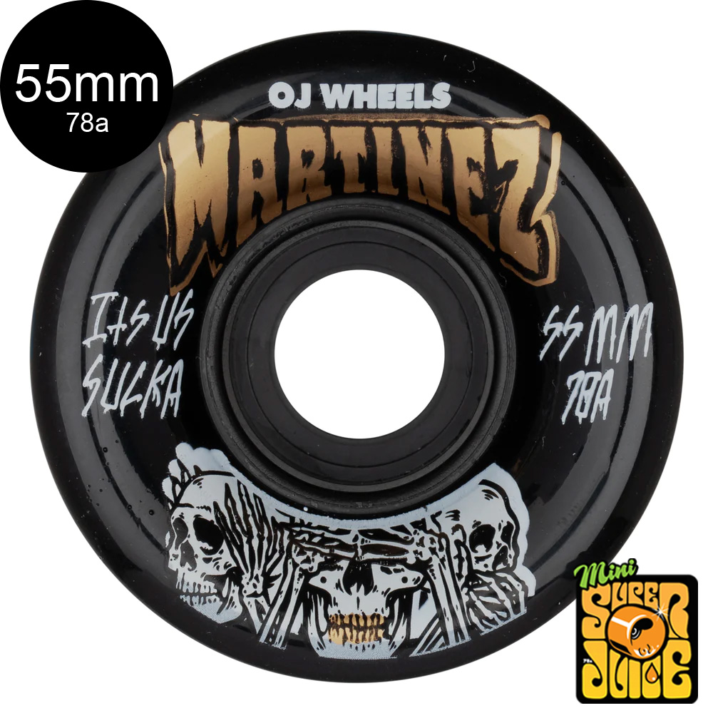 OJ WHEELS オージェイウィール 55mm MILTON MARTINEZ HEAR NO EVIL MINI SUPER JUICE BLACK 78A WHEELS ウィール 4個セット ミルトン・マルティネス (2401)｜americanstreetstyle