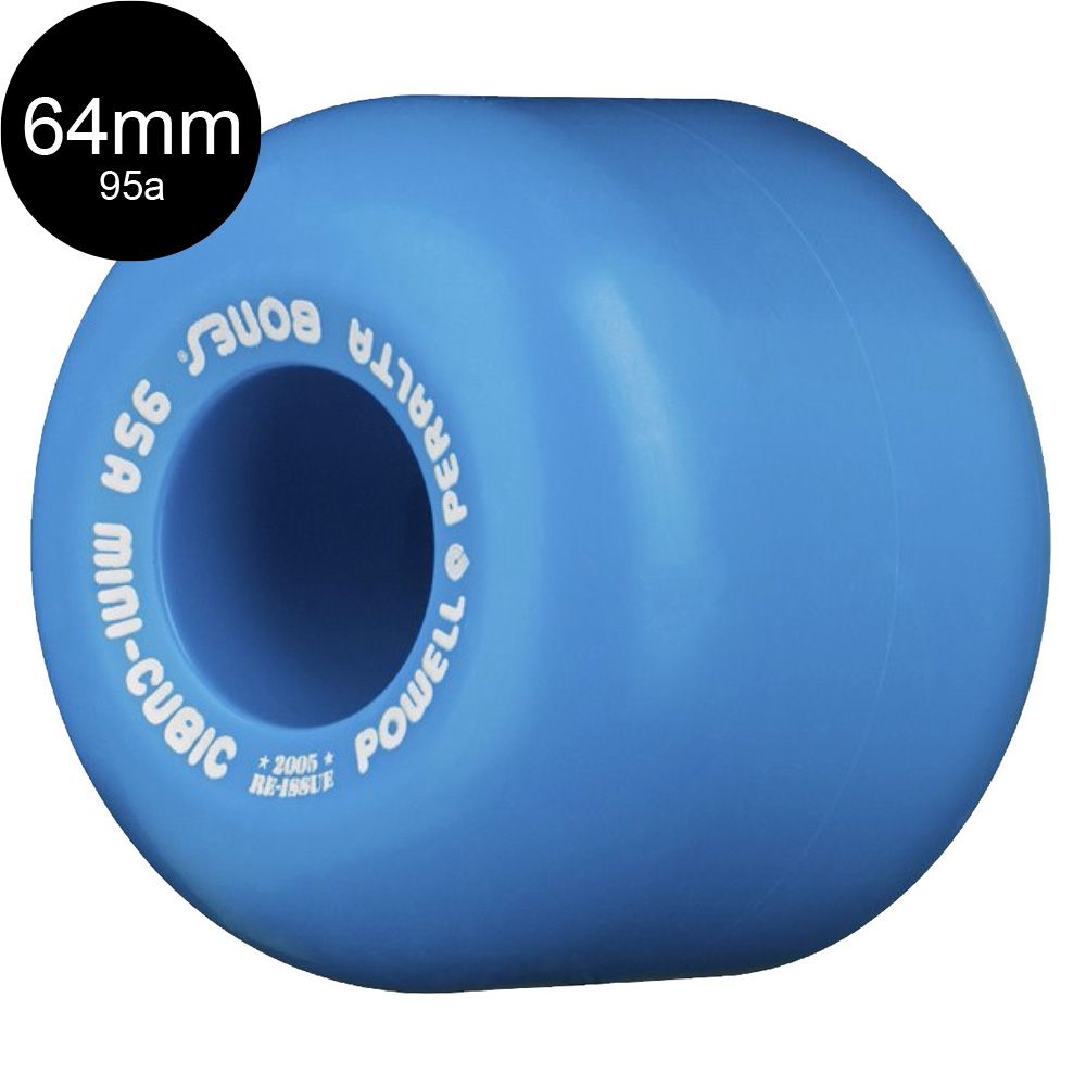 POWELL PERALTA パウエル・ペラルタ 64mm MINI-CUBIC 95A WHEELS ハードウィール 4個セット ブルー 復刻 オールドスクール ボウル スケートボード (2401)｜americanstreetstyle