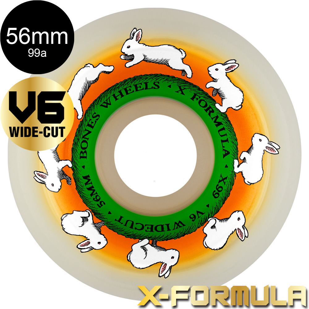 日本最大のBONES WHEELS ボーンズ ウィール 56mm X-FORMULA RUNNY BUNNY V6 99A WHEELS ハードウィール 4個セット ホワイト エックスフォーミュラー X99 スケボー(2312)