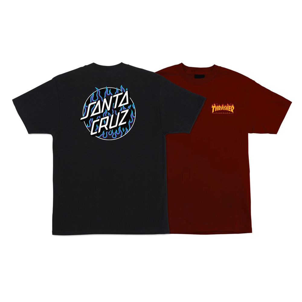 SANTA CRUZ サンタクルーズ THRASHER FLAME DOT S/S REGULAR T-SHIRT Tシャツ TEE 半袖 スラッシャー ストリート スケーター スケートボード スケボー （23HD）｜americanstreetstyle