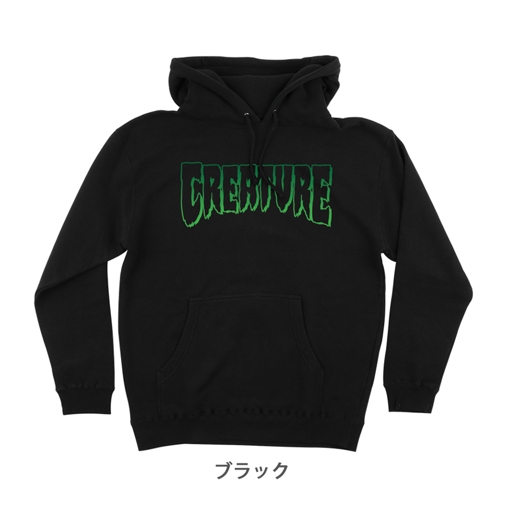 CREATURE クリーチャー LOGO OUTLINE L/S PULLOVER HOODED MENS プルオーバーパーカー ブラック スケートボード スケボー （21FW）(CP)｜americanstreetstyle｜02