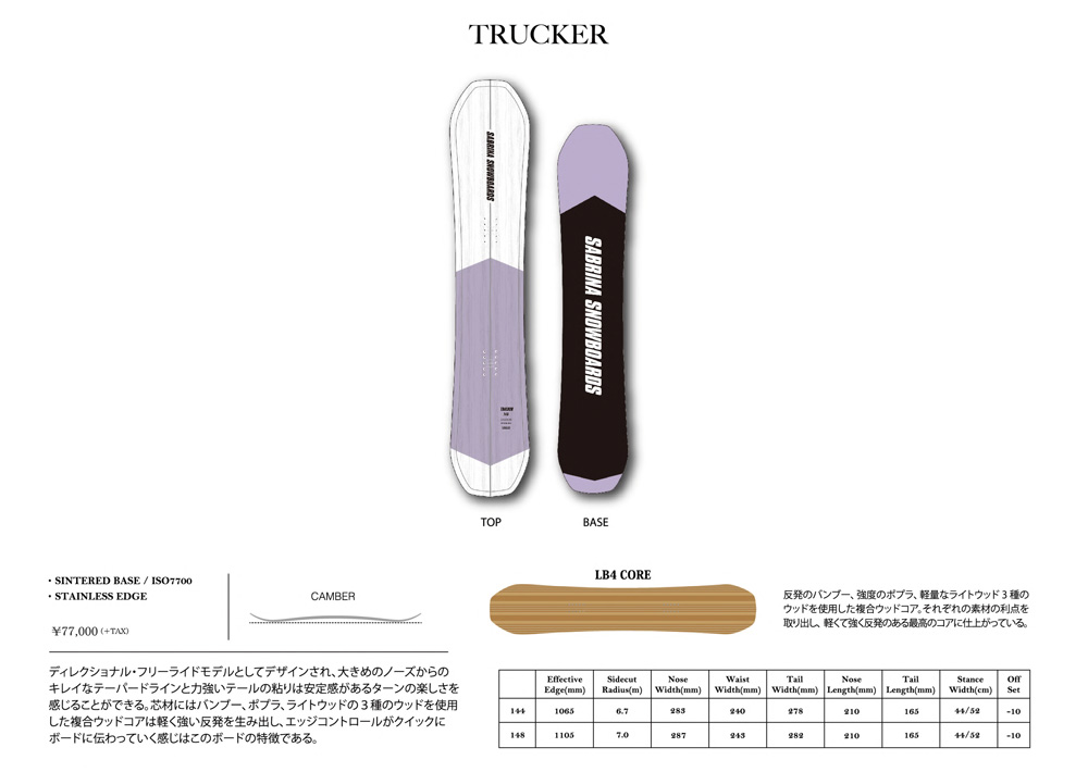 SABRINA サブリナ TRACKER 24-25 トラッカー 144 148 板 スノーボード
