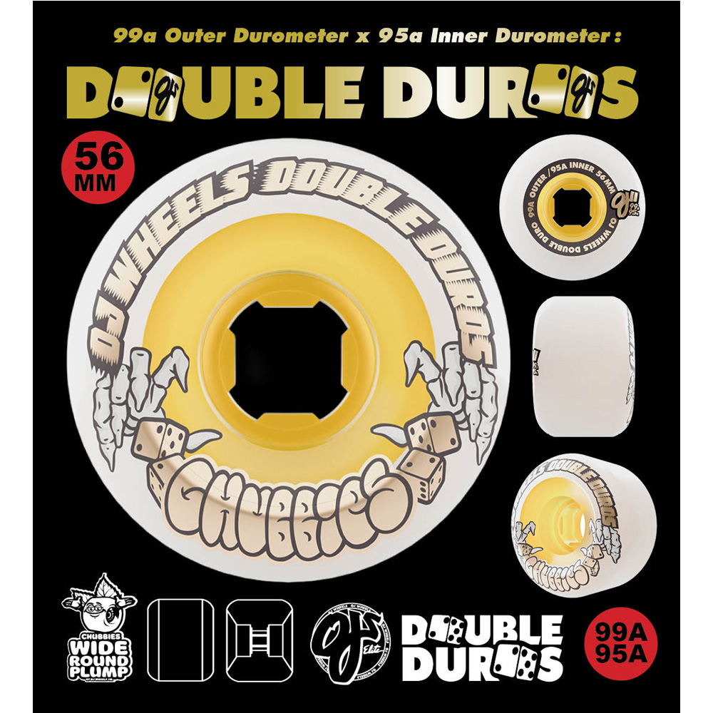 オージェイウィール OJ WHEELS 56mm DOUBLE DURO WHITE/GOLD CHUBBIES