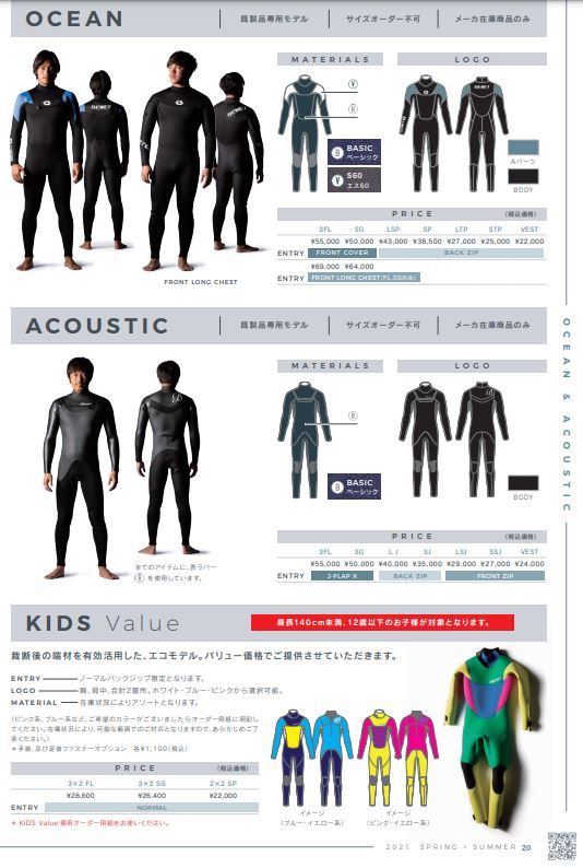 2022 BEWET ビーウェット 男性用 ウェットスーツ BE WET ACOUSTIC 2mm