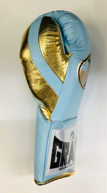 【Brand New 特別カラー】GRANT グラント公式試合用　ボクシング　グローブ（８・10オンス）ライトブルー x　メタリックゴールド