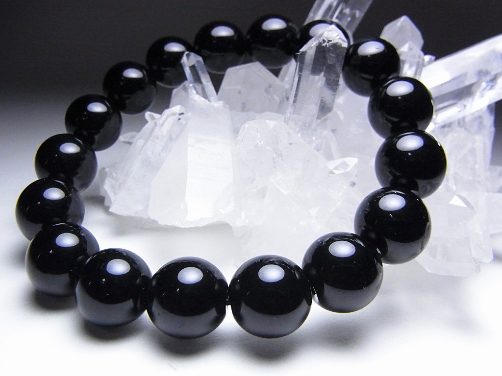 モリオン（黒水晶）ブレスレット【12mm/19cm/AAA】魔除け お守り 